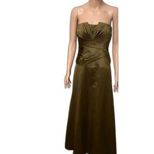 David's Bridal Green maxi dress Gown with jewels size 2